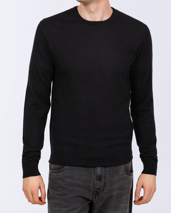 2t Tall Merino Blend Crew Neck Jumper (black)