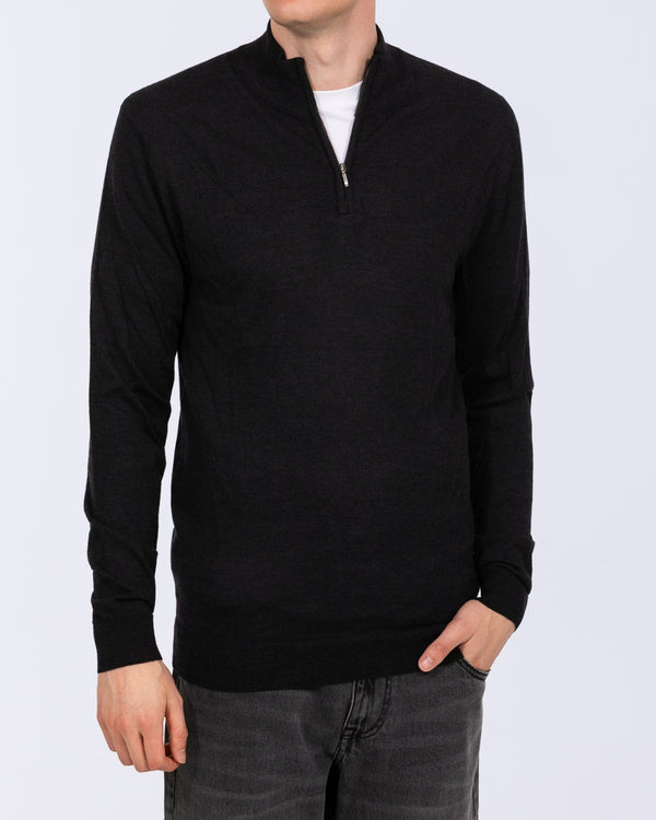 2t Tall Merino Blend Quarter Zip Jumper (black)