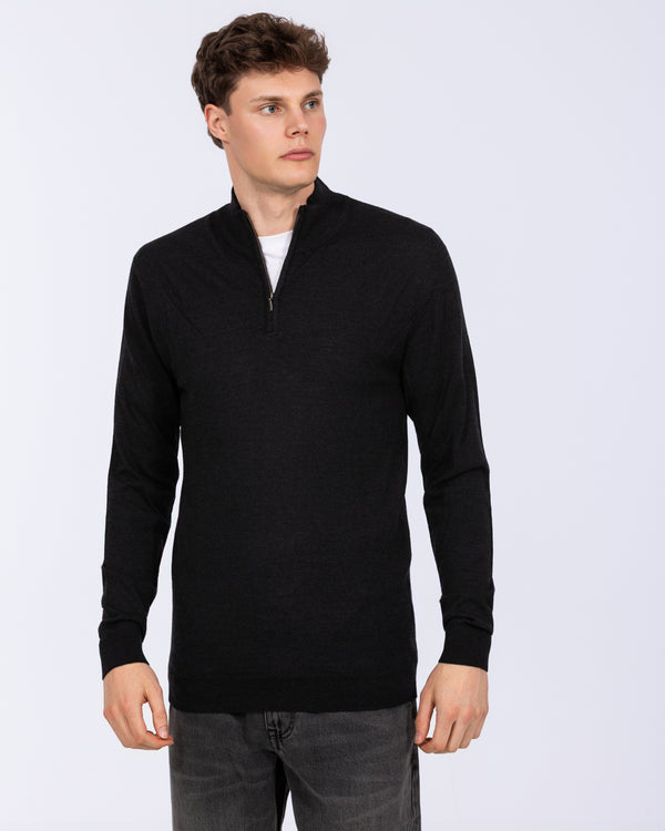 2t Tall Merino Blend Quarter Zip Jumper (black)
