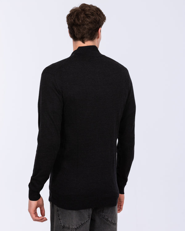 2t Tall Merino Blend Quarter Zip Jumper (black)