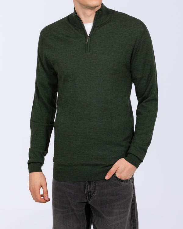 2t Tall Merino Blend Quarter Zip Jumper (green)