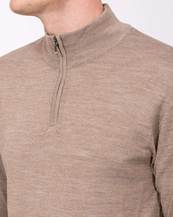 2t Tall Merino Blend Quarter Zip Jumper (taupe)