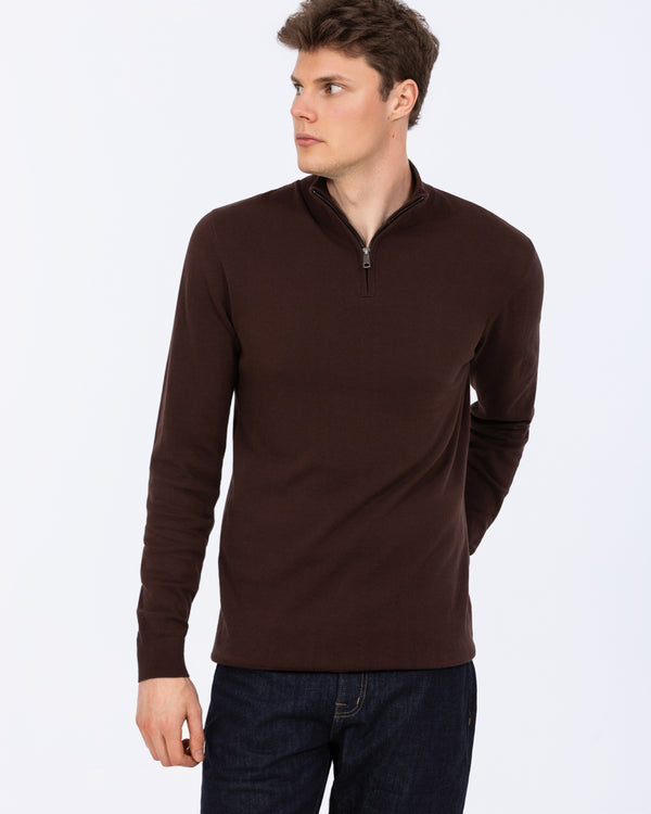 2t Niall Cotton Quarter Zip Tall Jumper (maroon)