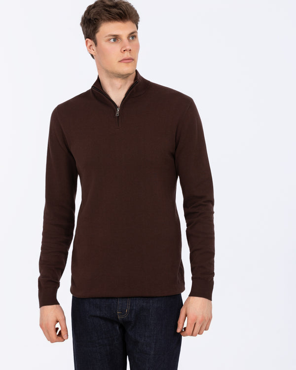 2t Niall Cotton Quarter Zip Tall Jumper (maroon)