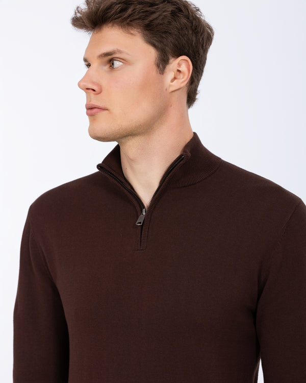 2t Niall Cotton Quarter Zip Tall Jumper (maroon)