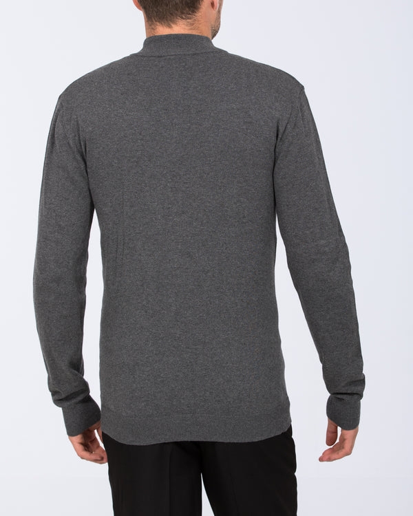 2t Niall Cotton Quarter Zip Tall Jumper (charcoal)
