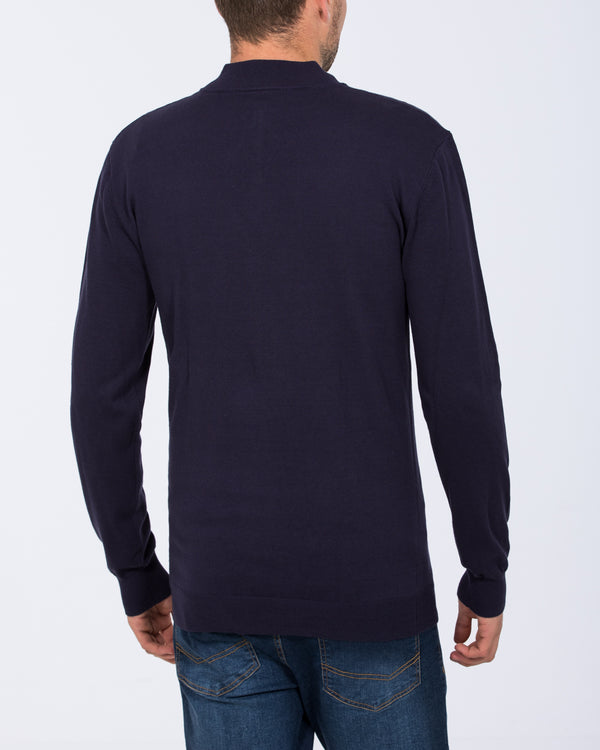 2t Niall Cotton Quarter Zip Tall Jumper (navy)