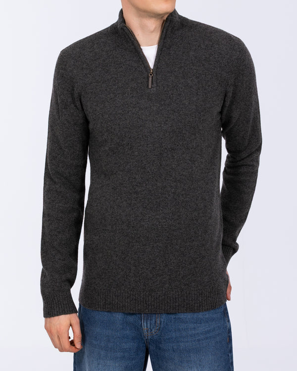 2t Tall Pure Lambswool Quarter Zip Jumper (charcoal)