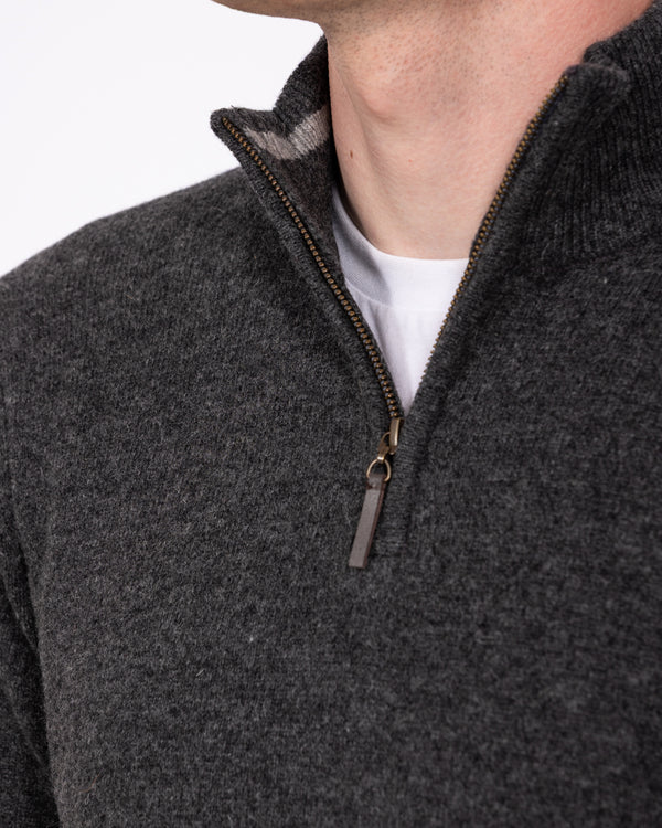 2t Tall Pure Lambswool Quarter Zip Jumper (charcoal)