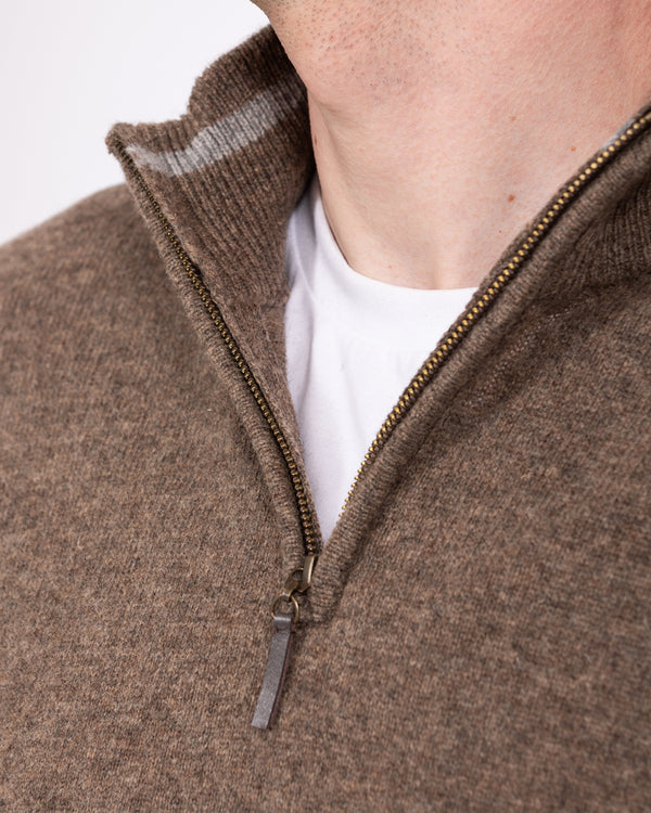2t Tall Pure Lambswool Quarter Zip Jumper (taupe)