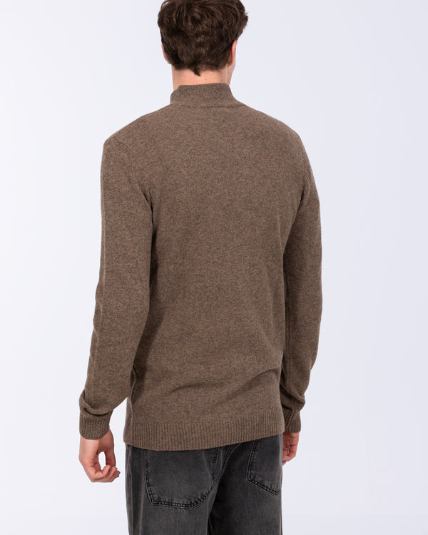 2t Tall Pure Lambswool Quarter Zip Jumper (taupe)