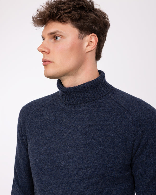 2t Tall Pure Lambswool Roll Neck Jumper (navy)