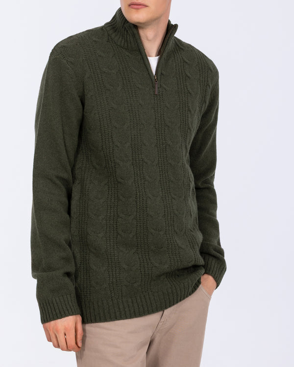 2t Tall Pure Wool Cable Quarter Zip Jumper (forest)