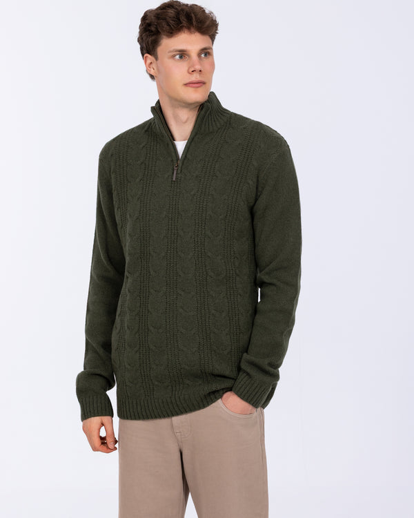 2t Tall Pure Wool Cable Quarter Zip Jumper (forest)