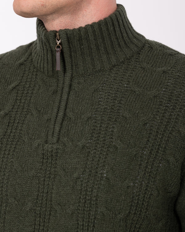2t Tall Pure Wool Cable Quarter Zip Jumper (forest)