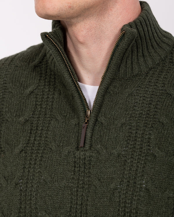 2t Tall Pure Wool Cable Quarter Zip Jumper (forest)