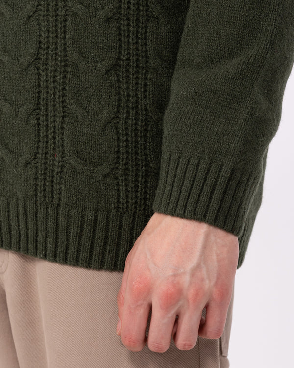 2t Tall Pure Wool Cable Quarter Zip Jumper (forest)
