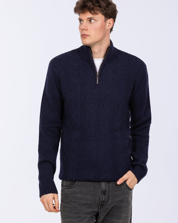 2t Tall Pure Wool Cable Quarter Zip Jumper (navy)
