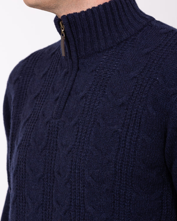 2t Tall Pure Wool Cable Quarter Zip Jumper (navy)