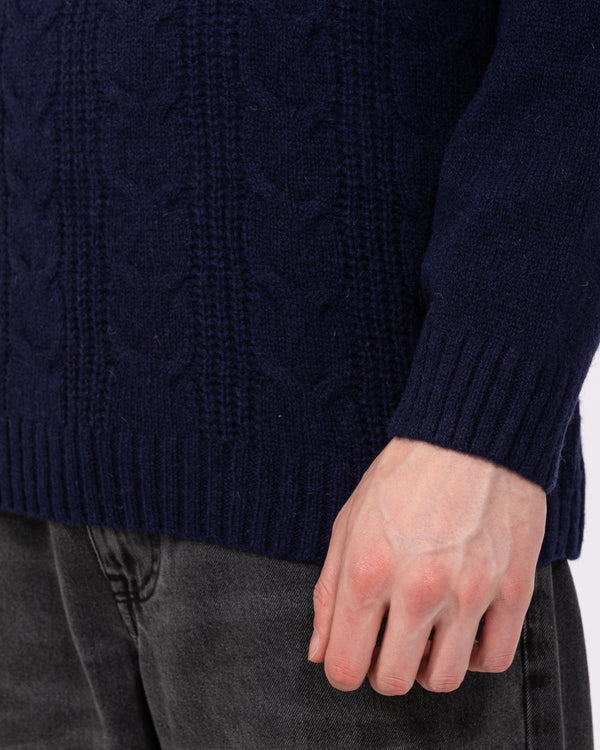 2t Tall Pure Wool Cable Quarter Zip Jumper (navy)