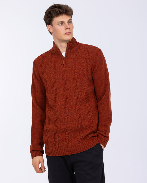 2t Tall Pure Wool Cable Quarter Zip Jumper (red)
