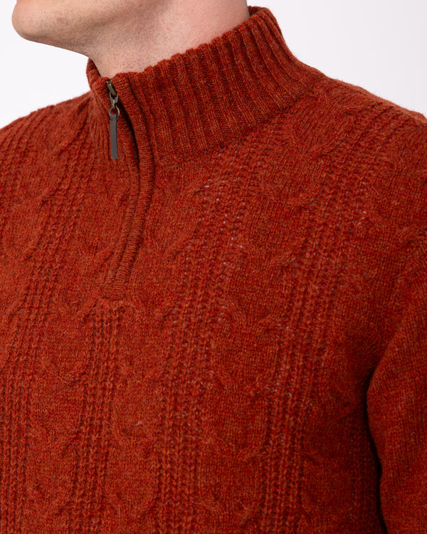 2t Tall Pure Wool Cable Quarter Zip Jumper (red)