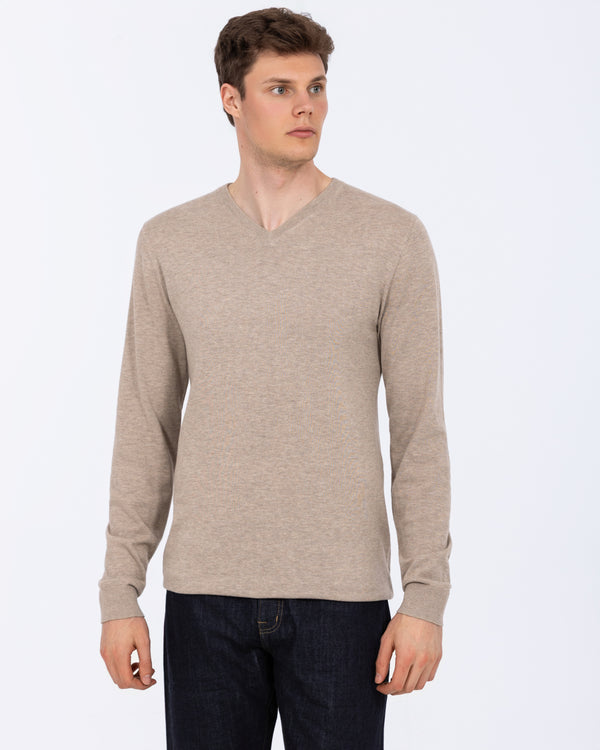 2t Victor Tall Cotton V-Neck Jumper (oatmeal)