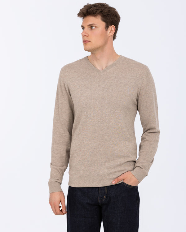 2t Victor Tall Cotton V-Neck Jumper (oatmeal)