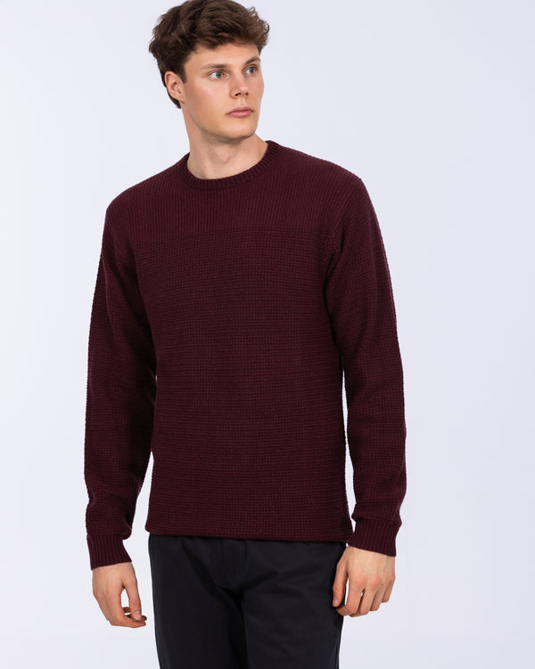 2t Tall Abbots Lambswool Stitch Jumper (oxblood)