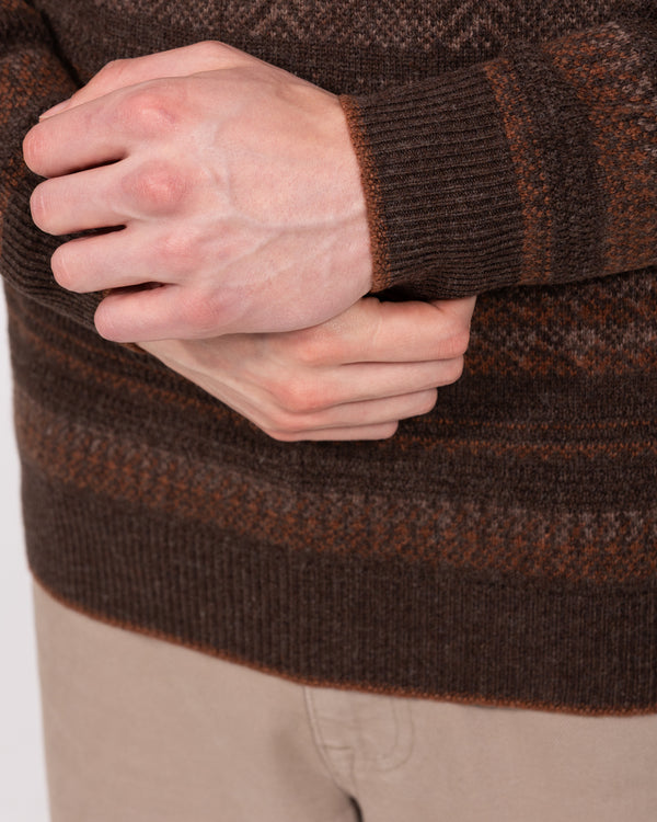 2t Tall Guild Lambswool Fairisle Jumper (brown pattern)
