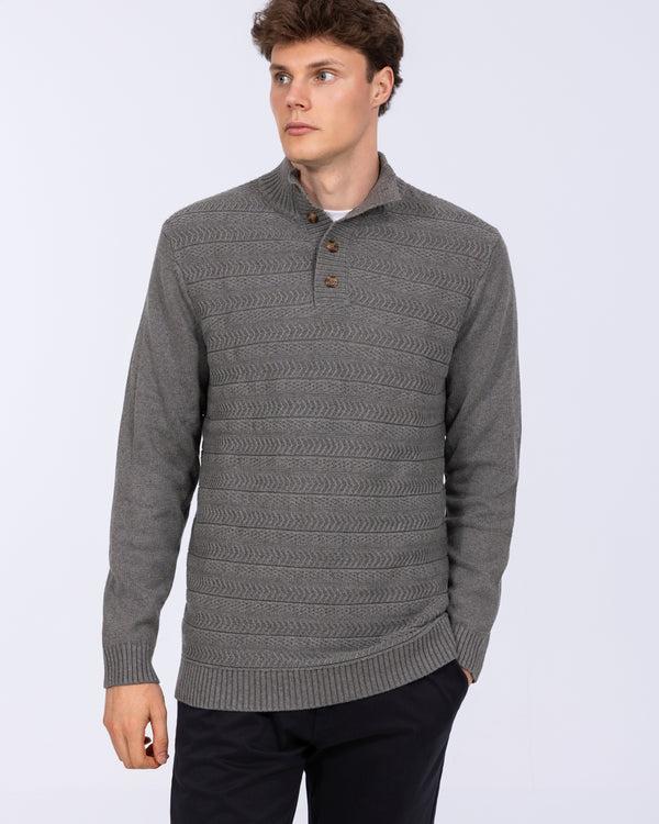 2t Irvine Tall Button Neck Jumper (charcoal)