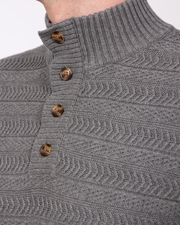 2t Irvine Tall Button Neck Jumper (charcoal)