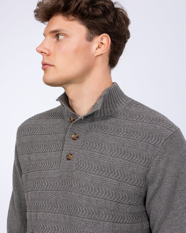 2t Irvine Tall Button Neck Jumper (charcoal)