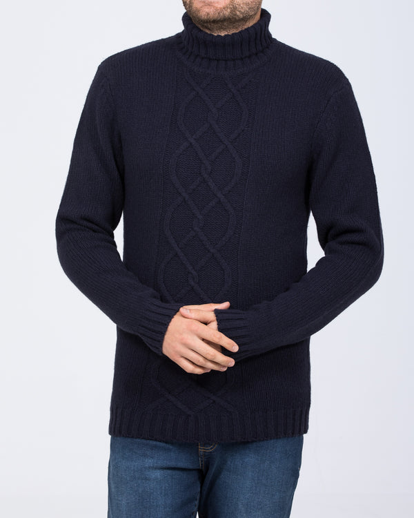 2t Lambswool Tall Mens Turtle Neck Jumper (navy) Tall Mens