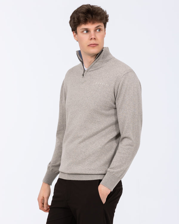 Parell Merino Blend Tall Quarter Zip Golf Jumper (grey melange)