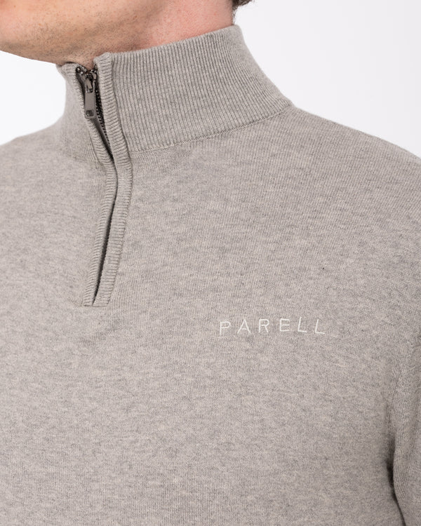 Parell Merino Blend Tall Quarter Zip Golf Jumper (grey melange)