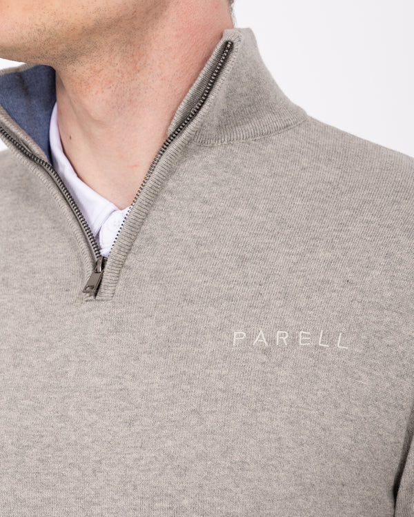 Parell Merino Blend Tall Quarter Zip Golf Jumper (grey melange)