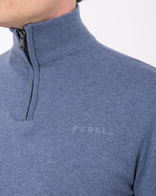 Parell Merino Blend Tall Quarter Zip Golf Jumper (mid blue)