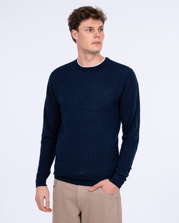 2t Tall Merino Blend Crew Neck Jumper (navy)