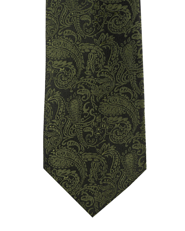 Knightsbridge Extra Long Paisley Tie (forest green)
