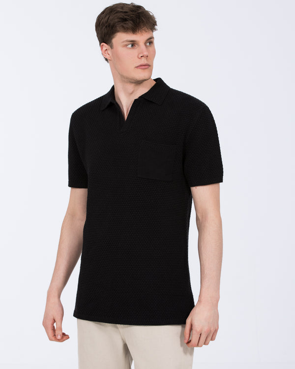 2t Nova Tall Open Knit Polo (black)