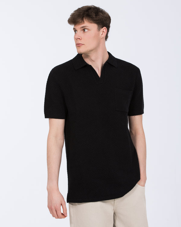 2t Nova Tall Open Knit Polo (black)