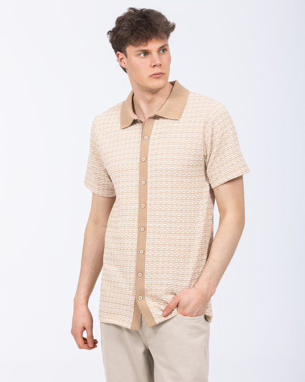 2t Bowie Tall Jacquard Polo Shirt (stone)