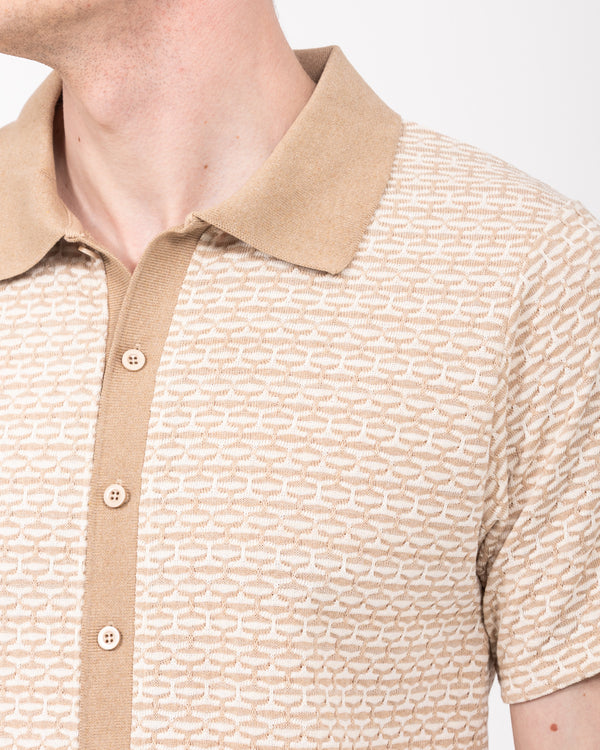 2t Bowie Tall Jacquard Polo Shirt (stone)