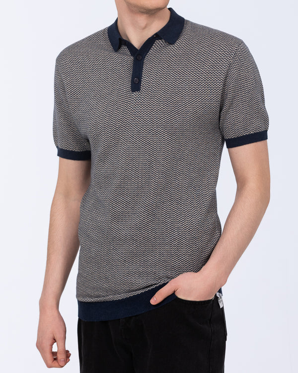 2t Bryce Tall Jacquard Polo (navy/stone)