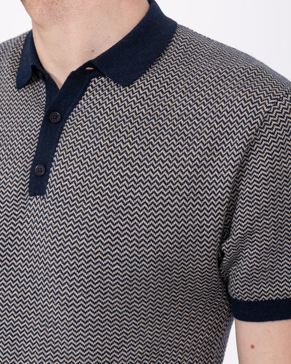 2t Bryce Tall Jacquard Polo (navy/stone)