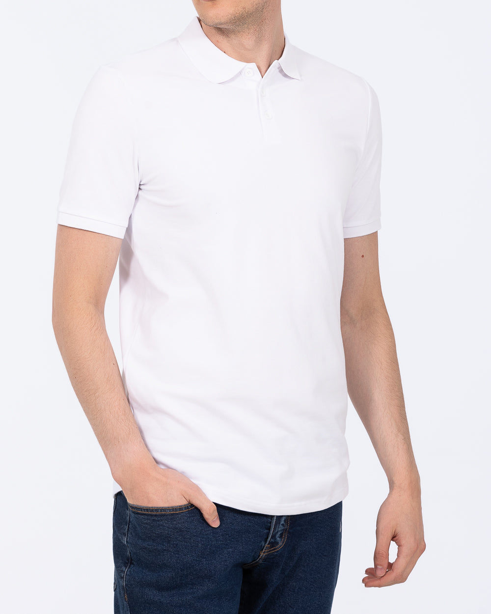 2t Slim Fit Tall Mens Extra Long Polo Shirt (white) | Tall Mens