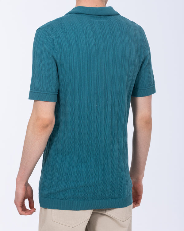 2t Victor Tall Open Collar Textured Polo (teal)