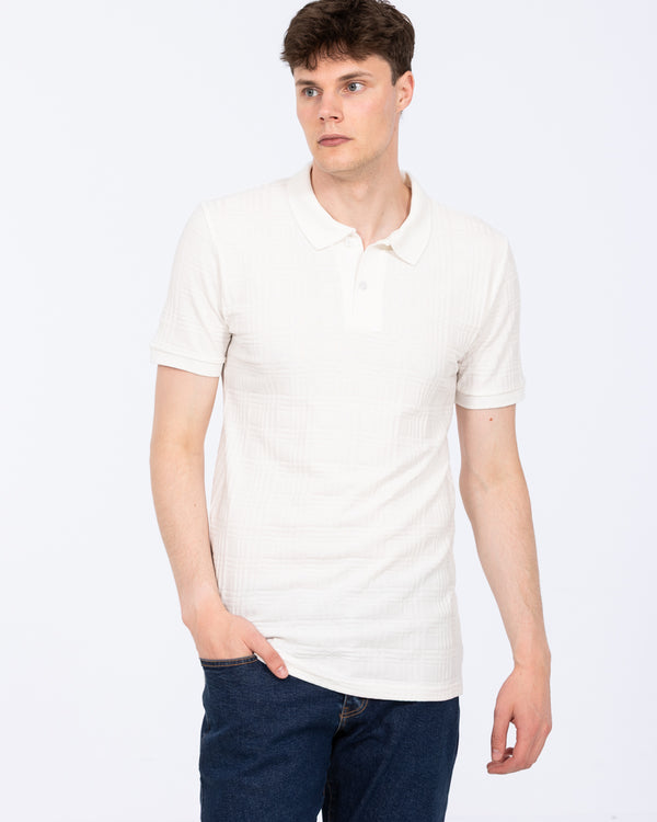 2t Nico Tall Textured Polo Shirt (white pattern)