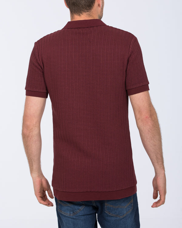 2t Vincent Tall Jacquard Open Collar Polo Shirt (burgundy)